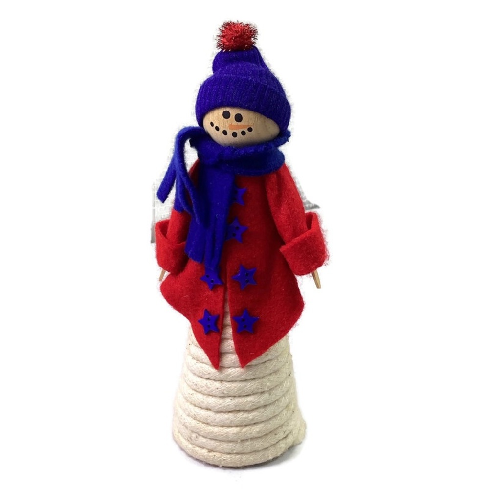 Red and blue Snowman Christmas Decor or Tree topper